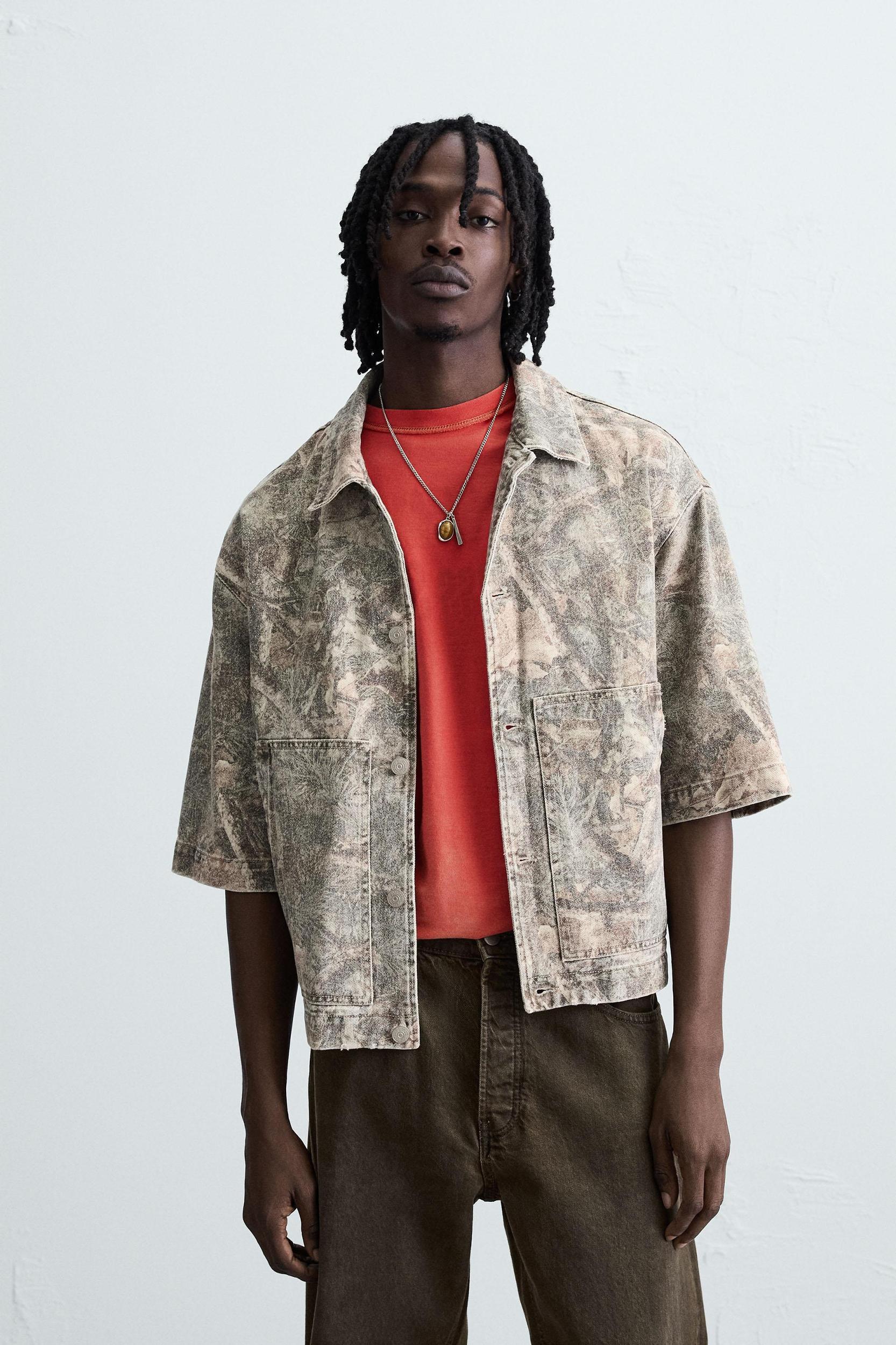 WASHED ABSTRACT PRINT OVERSHIRT Product Image
