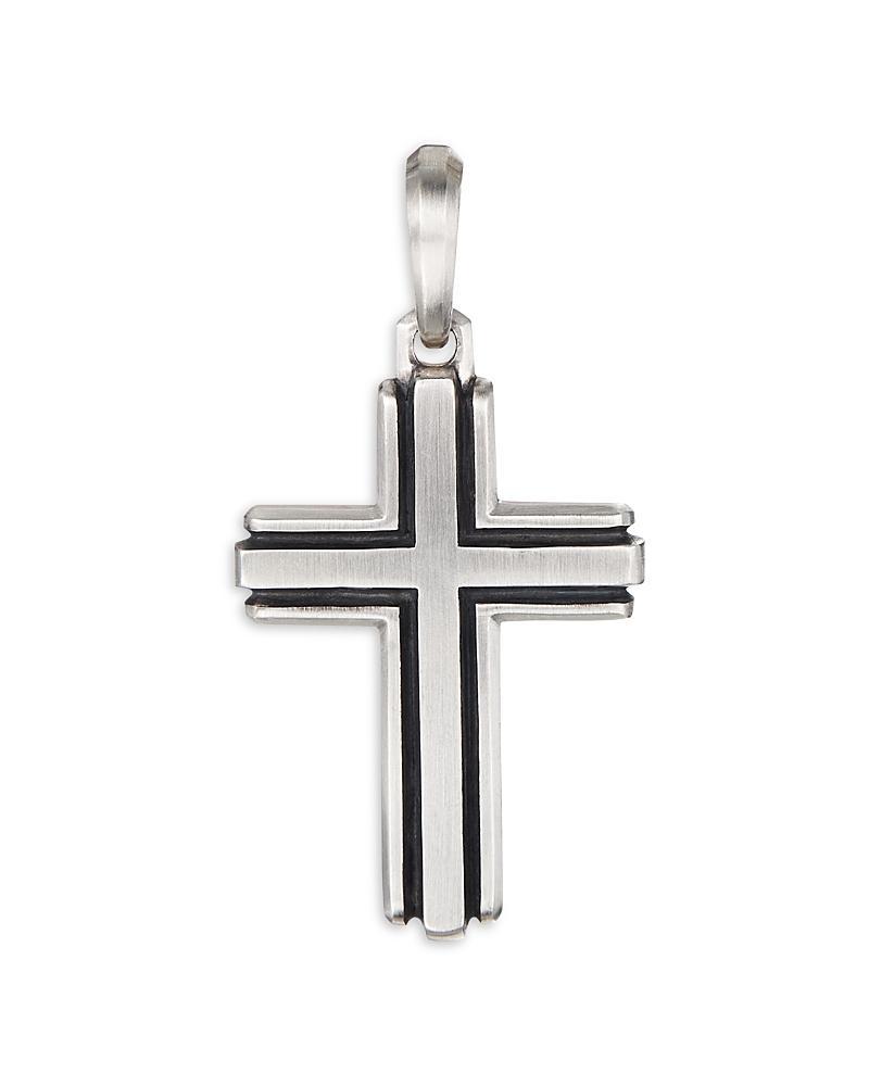 Mens Deco Cross Pendant in Silver, 34mm Product Image