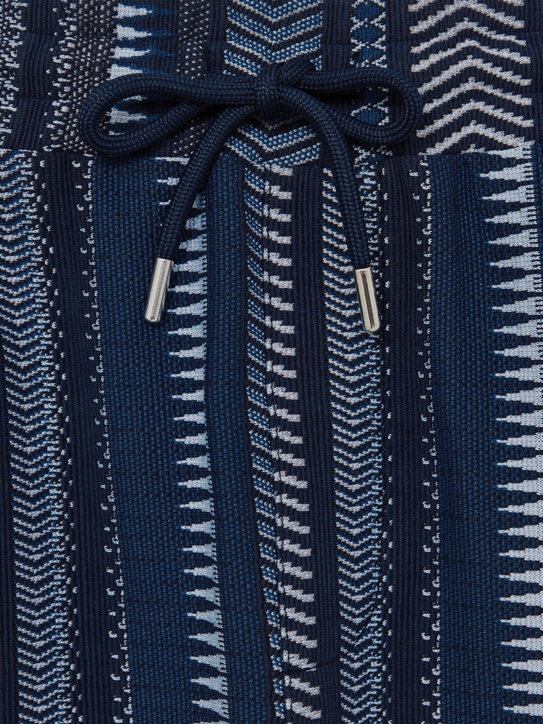 Aztec-Stripe Drawstring Shorts in Navy Product Image