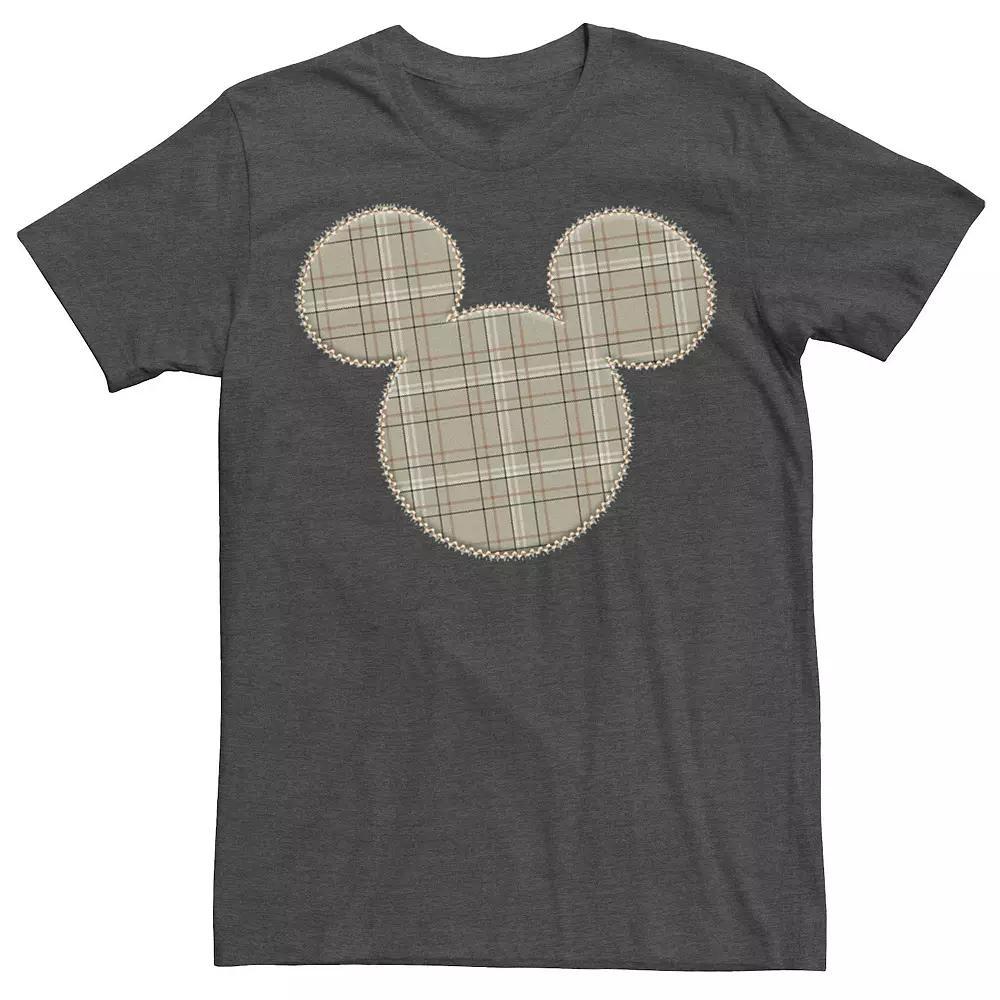 Disney's Mickey & Friends Mickey Plaid Patch Men's Tee, Size: XL, Grey Heather Product Image