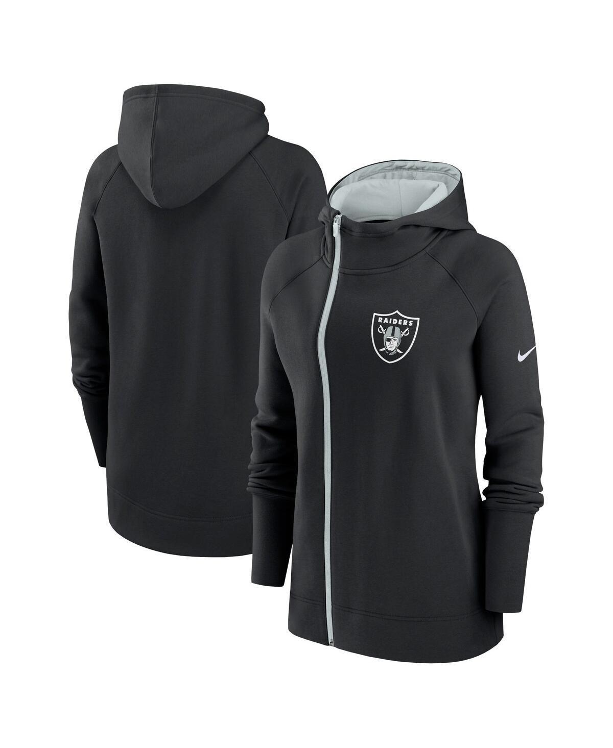 Womens Nike Black Las Vegas Raiders Asymmetrical Raglan Full-Zip Hoodie Product Image