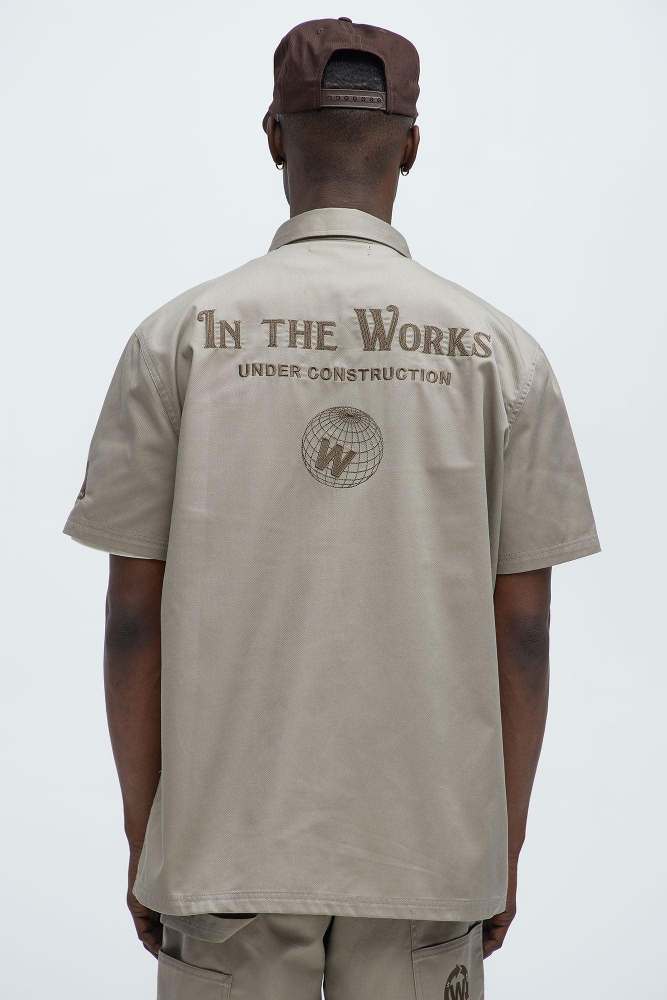 In The Works Short Sleeve Button Up Shirt - Stone Product Image