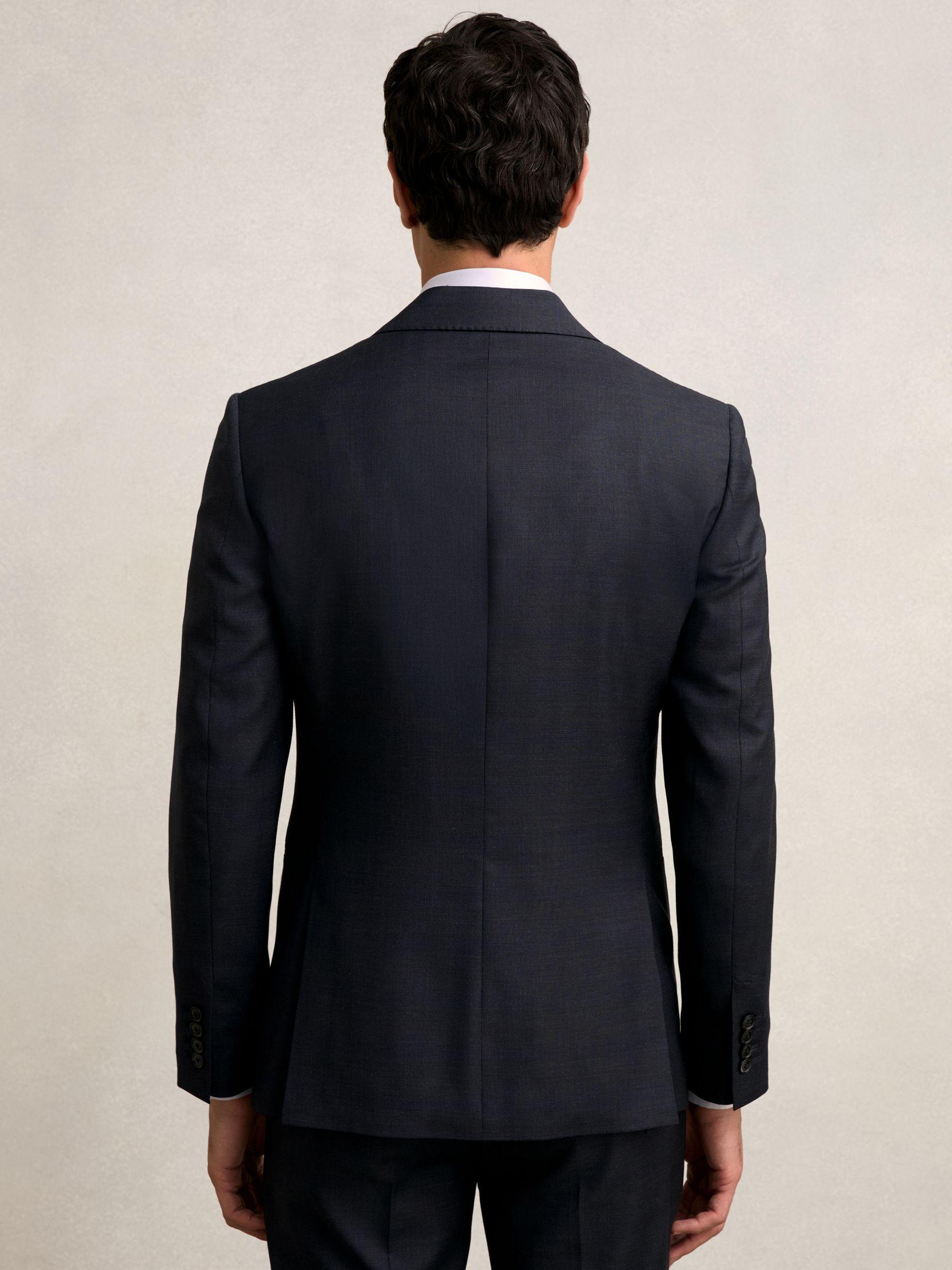 Slim-Fit Wool Single Breasted Check Suit Blazer in Navy Product Image