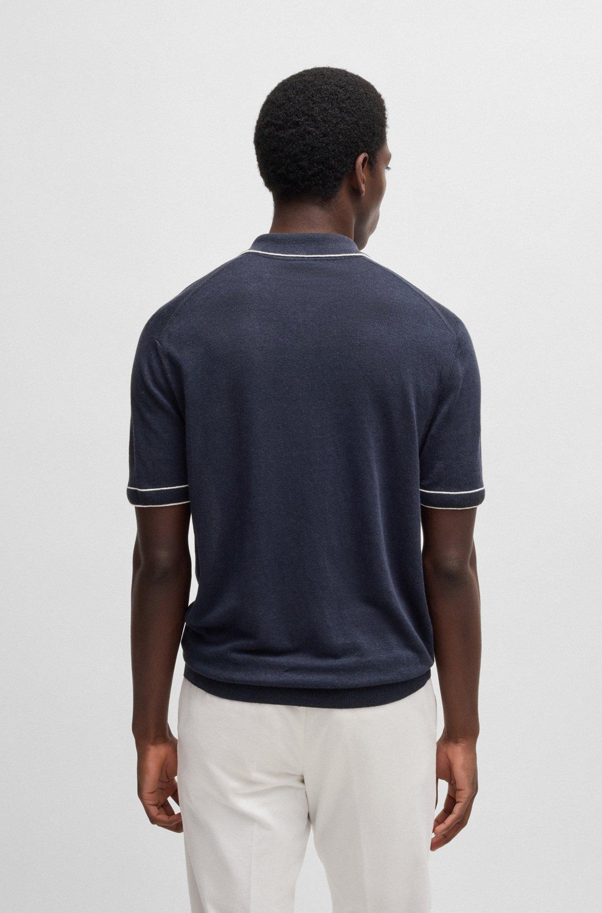 Linen-blend sweater with zip placket Product Image