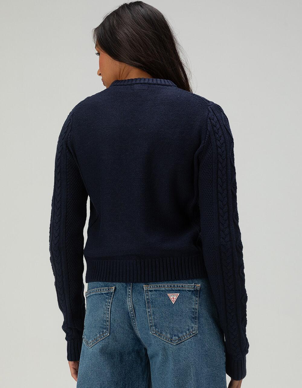 GUESS JEANS Cable Knit Womens Sweater - NAVY Product Image