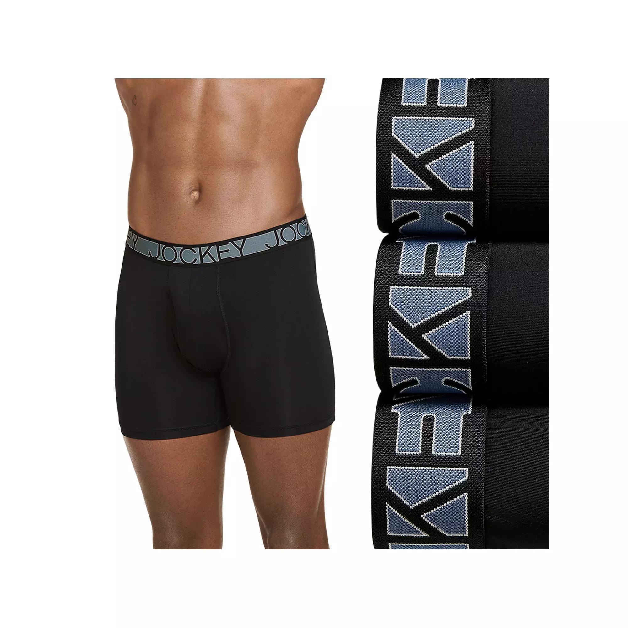 Men's Jockey 3-Pack Active Microfiber 5" Boxer Briefs, Size: Large, Black Product Image