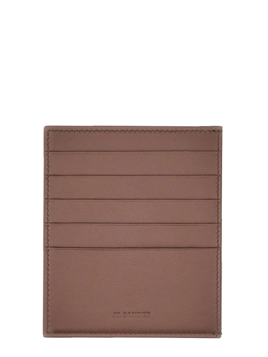 JIL SANDER Logo Embossed Cardholder In Brown Product Image