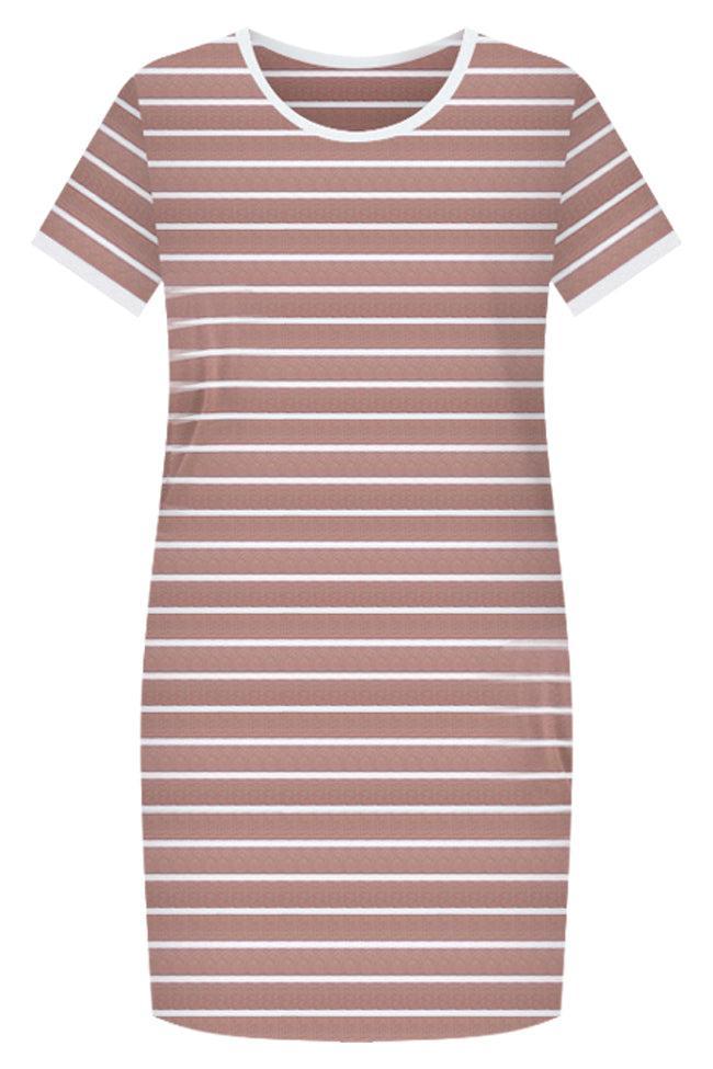 Blissful Days Brown And White Striped T-shirt Dress FINAL SALE Product Image