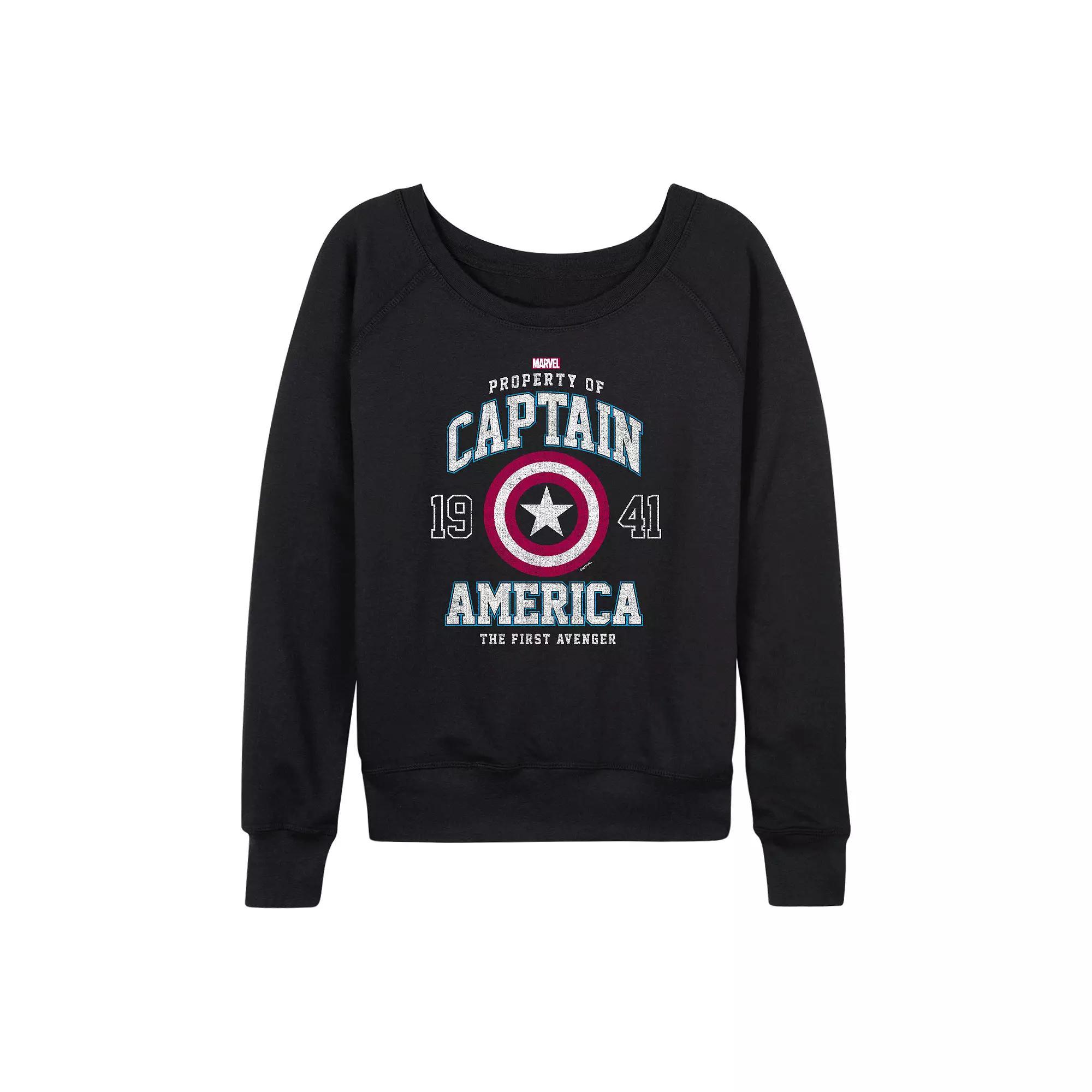 Women's Marvel Captain America Collegiate French Terry Long Sleeve Tee,  Product Image