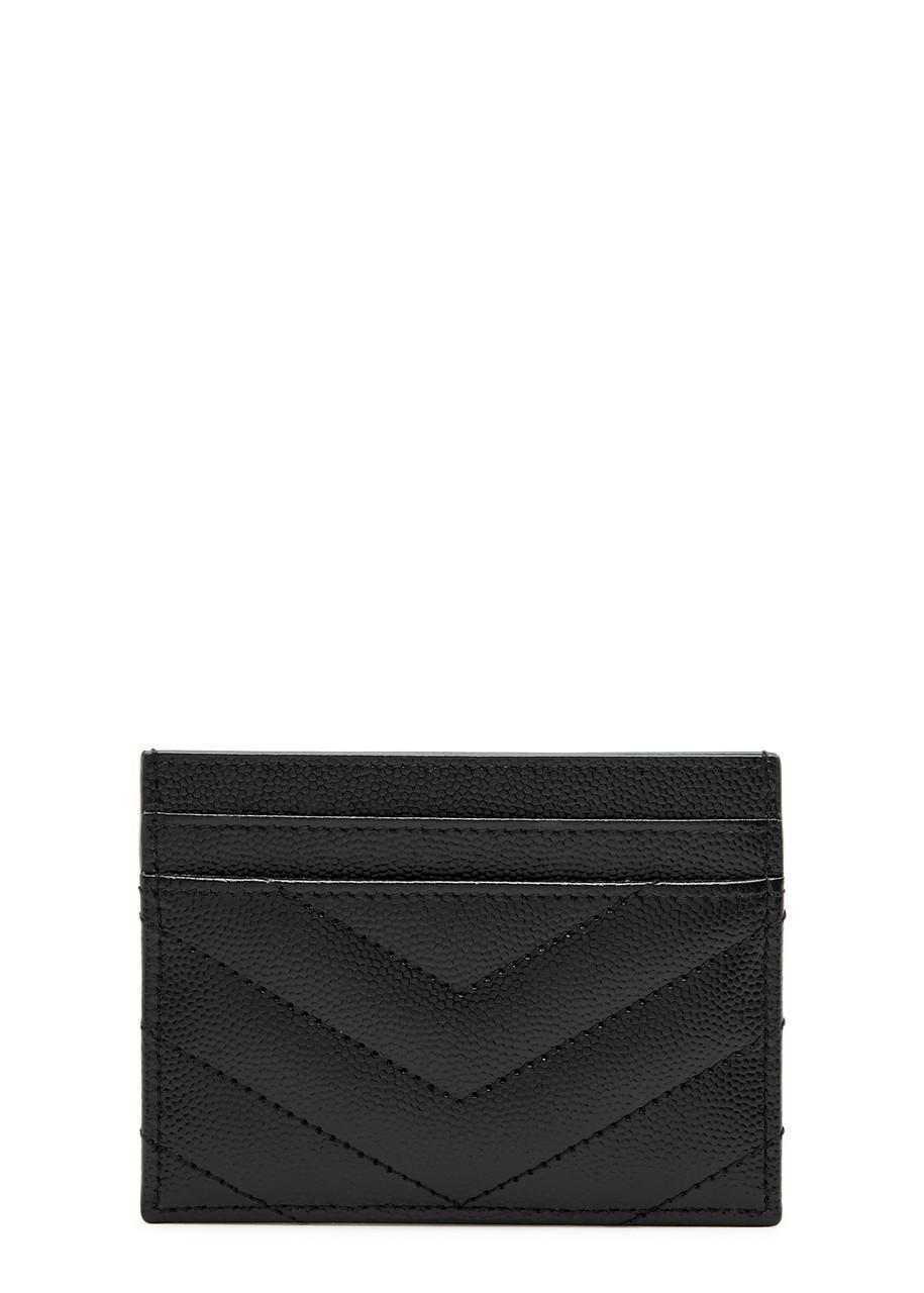 SAINT LAURENT Logo Leather Card Holder In Black Product Image