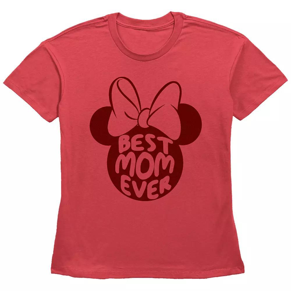 Disney's Minnie Mouse Juniors' Best Mom Ever Bow Silhouette Graphic Tee, Women's,  Product Image