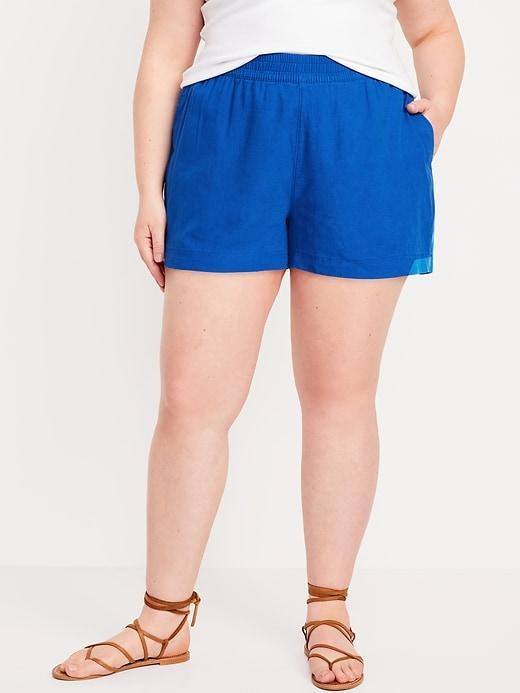 High-Waisted Linen-Blend Pull-On Shorts -- 3.5-inch inseam Product Image