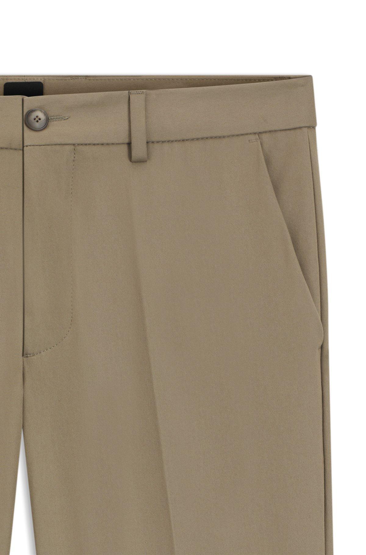 BOSS - Slim-fit pants in a stretch-cotton - Light Brown Product Image
