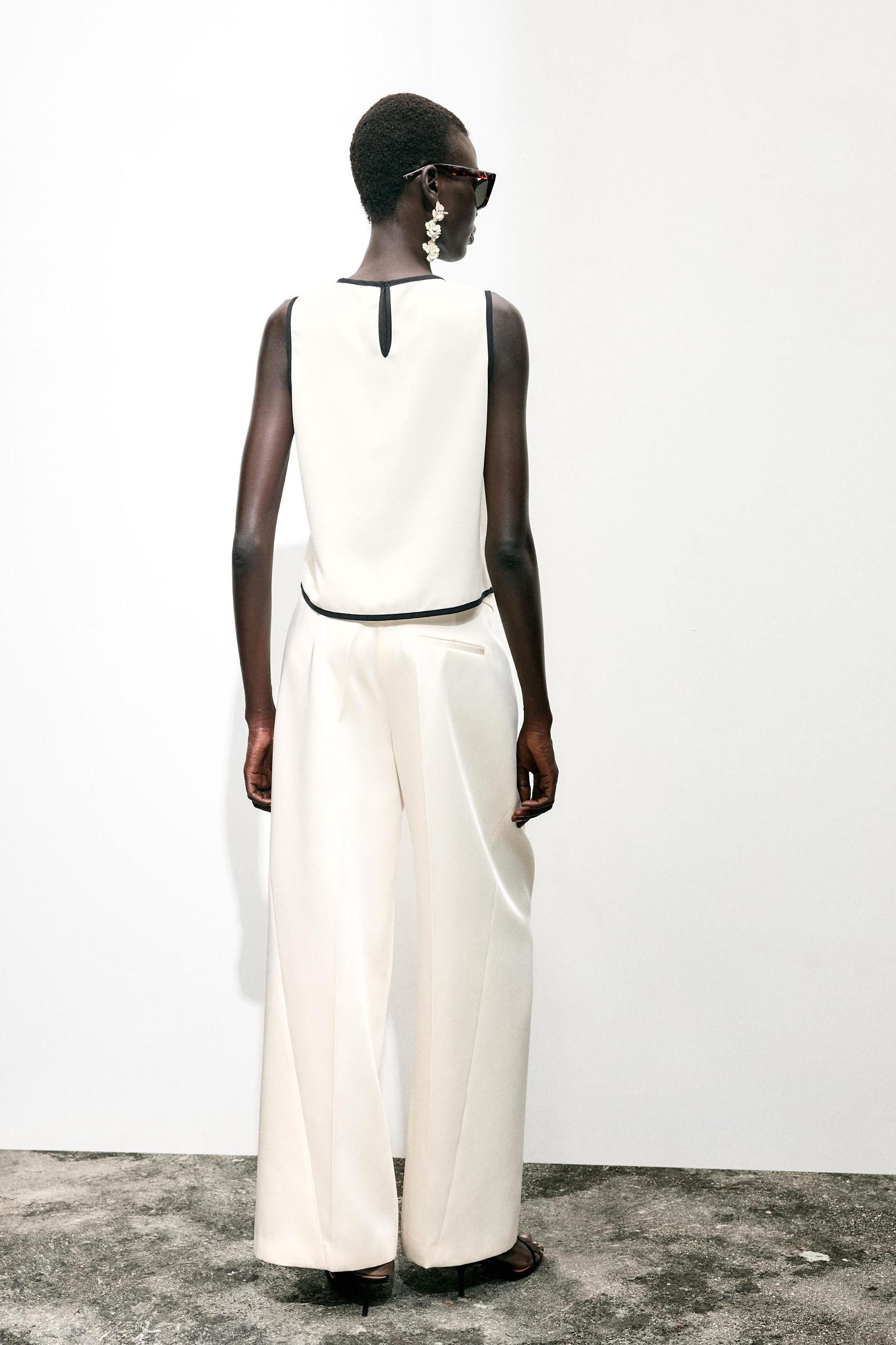 CONTRAST TRIM CREPE TOP Product Image