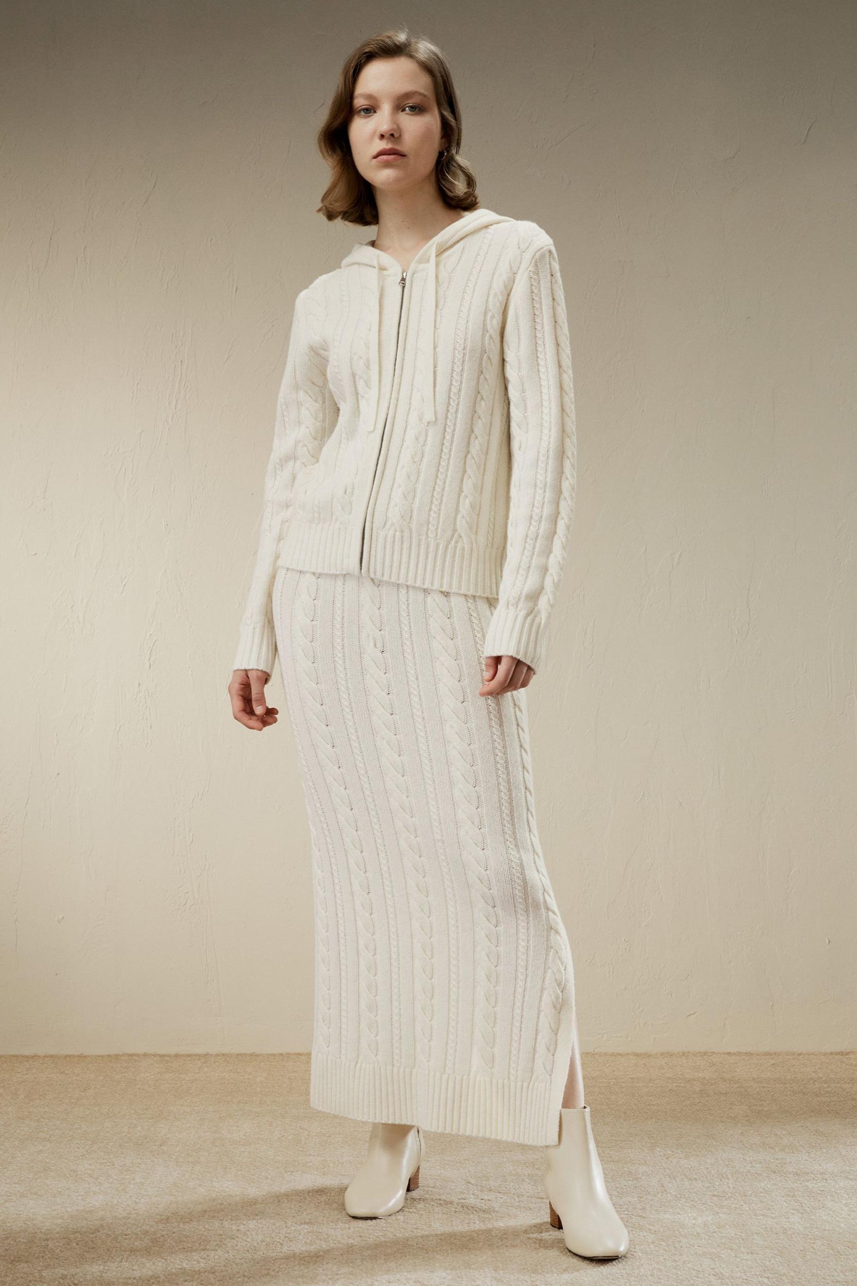 Cable Knit Wool Maxi Skirt Product Image