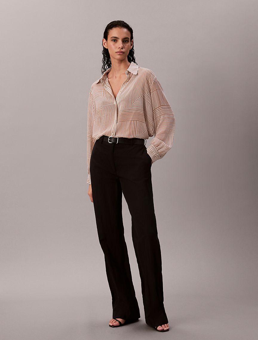 Chiffon Printed Classic Button-Down Shirt  Product Image