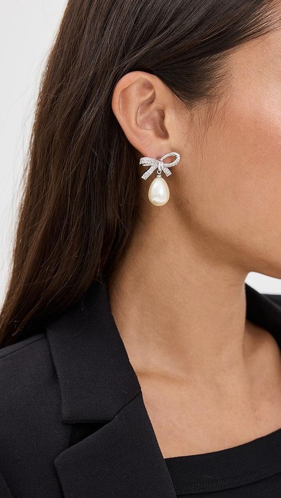 SHASHI Pearl Pave Bow Earrings | Shopbop Product Image