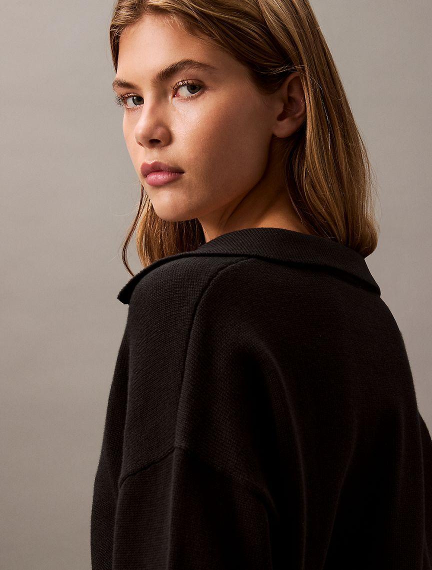 Smooth Cotton Polo Sweater Product Image