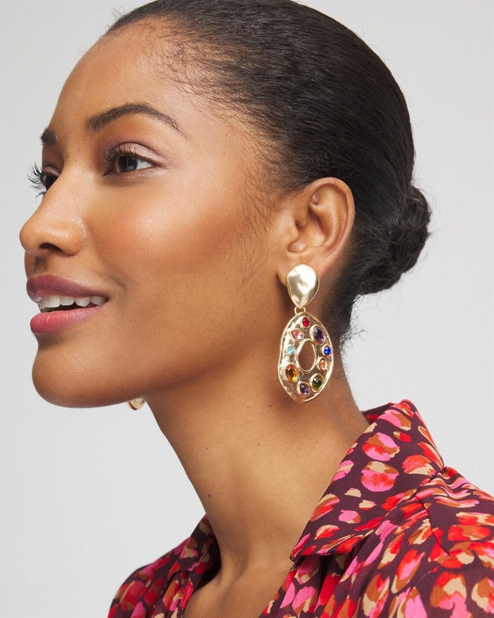 Multicolor Clip On Drop Earrings Product Image