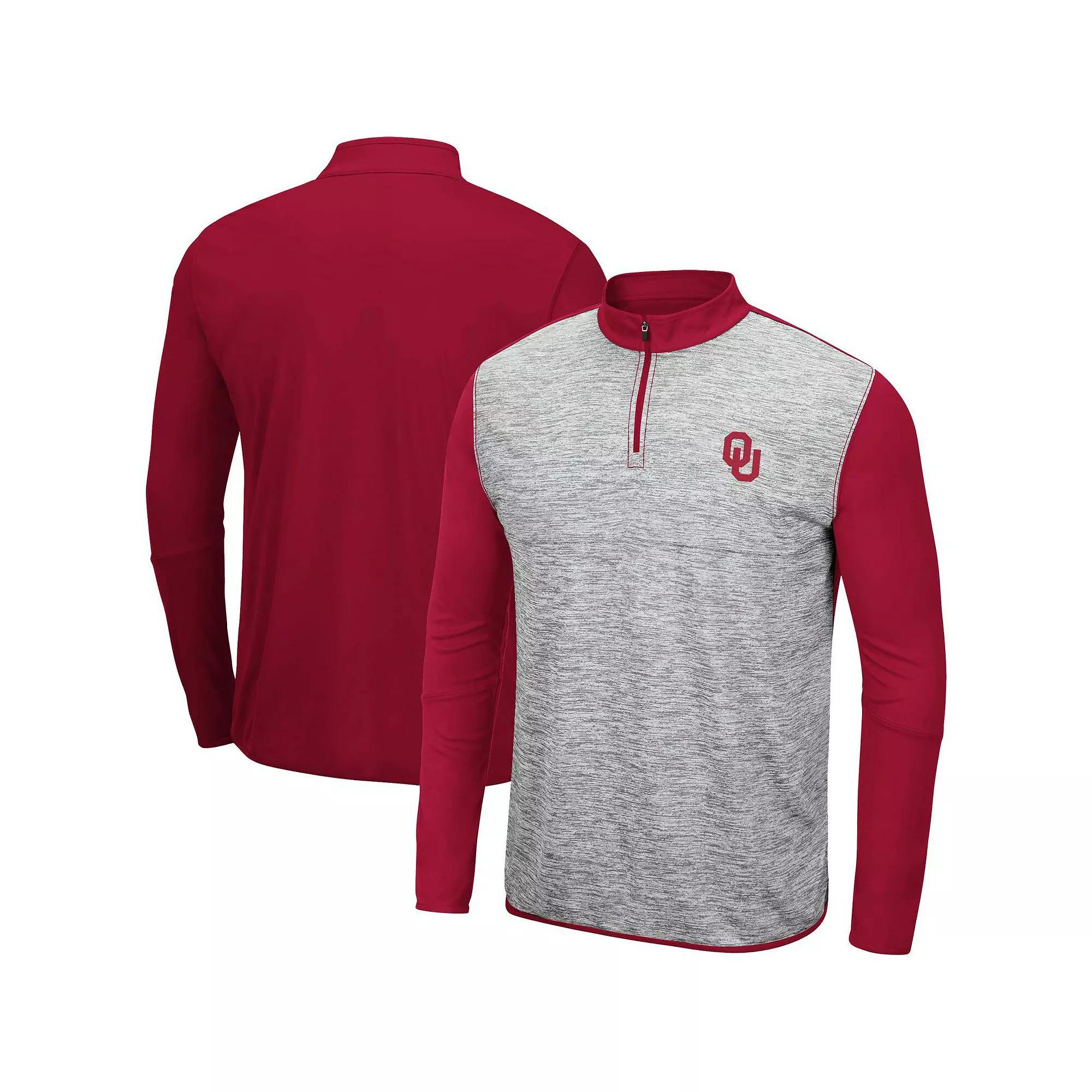 Men's Colosseum Heather Gray/Crimson Oklahoma Sooners Prospect Quarter-Zip Jacket,  Product Image