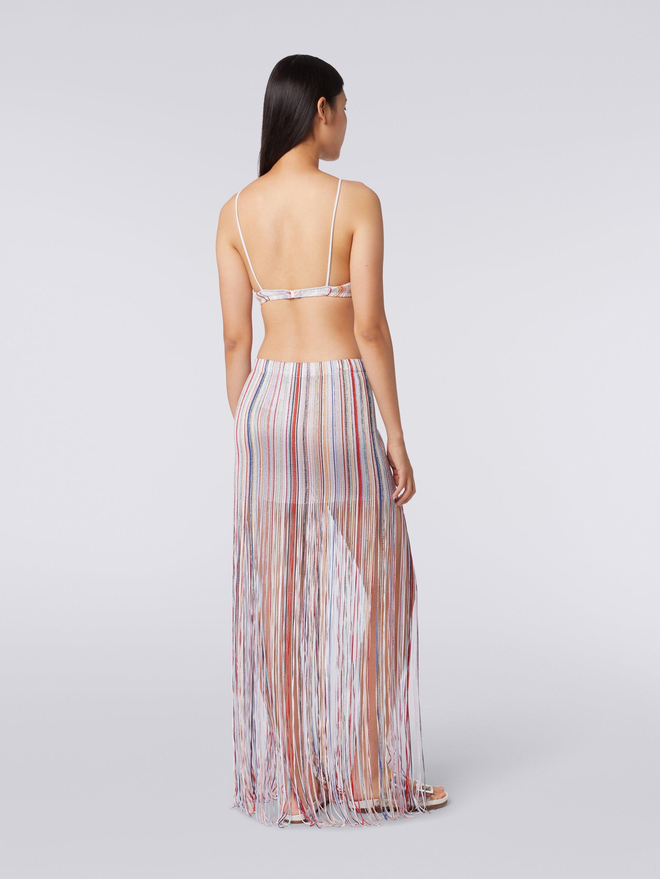 Long wrap-around skirt with fringes and lurex Product Image