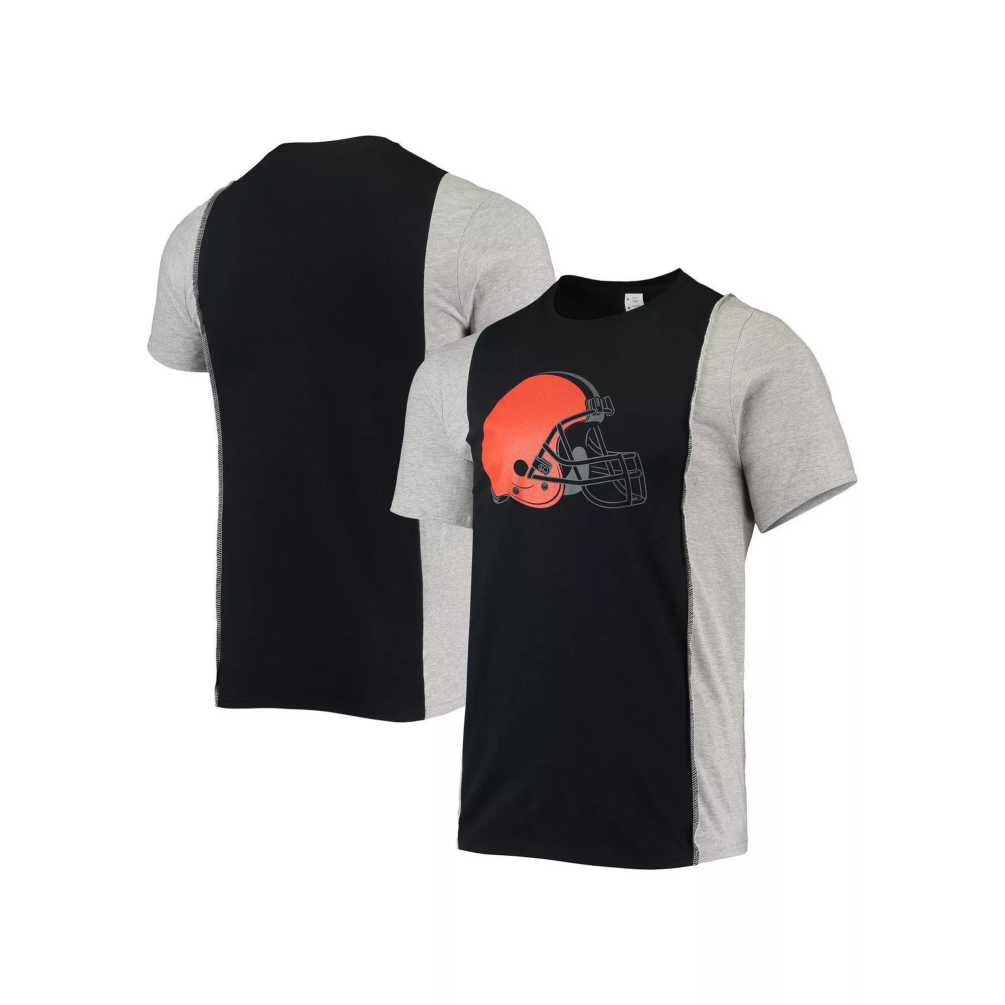 Men's Refried Apparel Black/Heathered Gray Cleveland Browns Sustainable Split T-Shirt,  Product Image