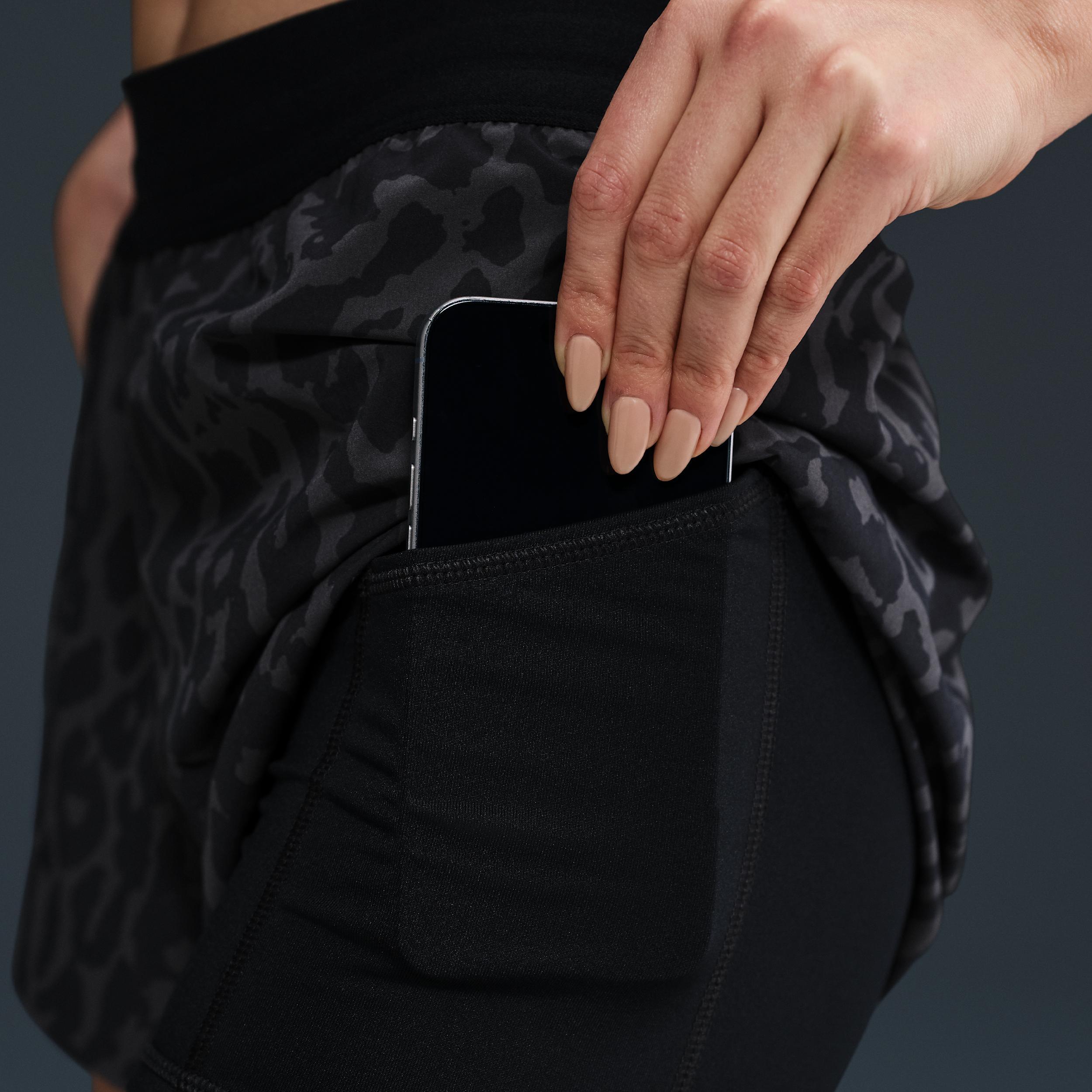 Nike Womens Swift Dri-FIT Mid-Rise 2-in-1 Printed Running Shorts | IB5847-010 Product Image