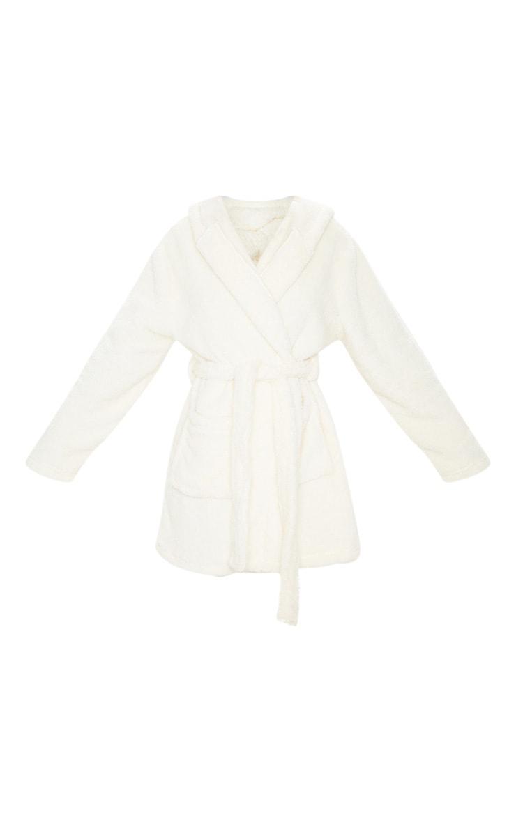 PRETTYLITTLETHING Cream Fluffy Bath Robe Product Image