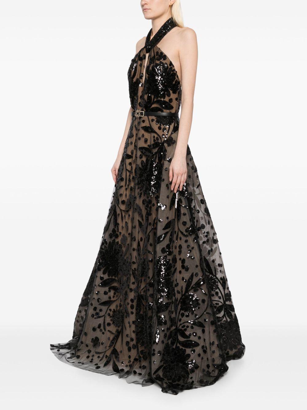 embroidered halter gown Product Image