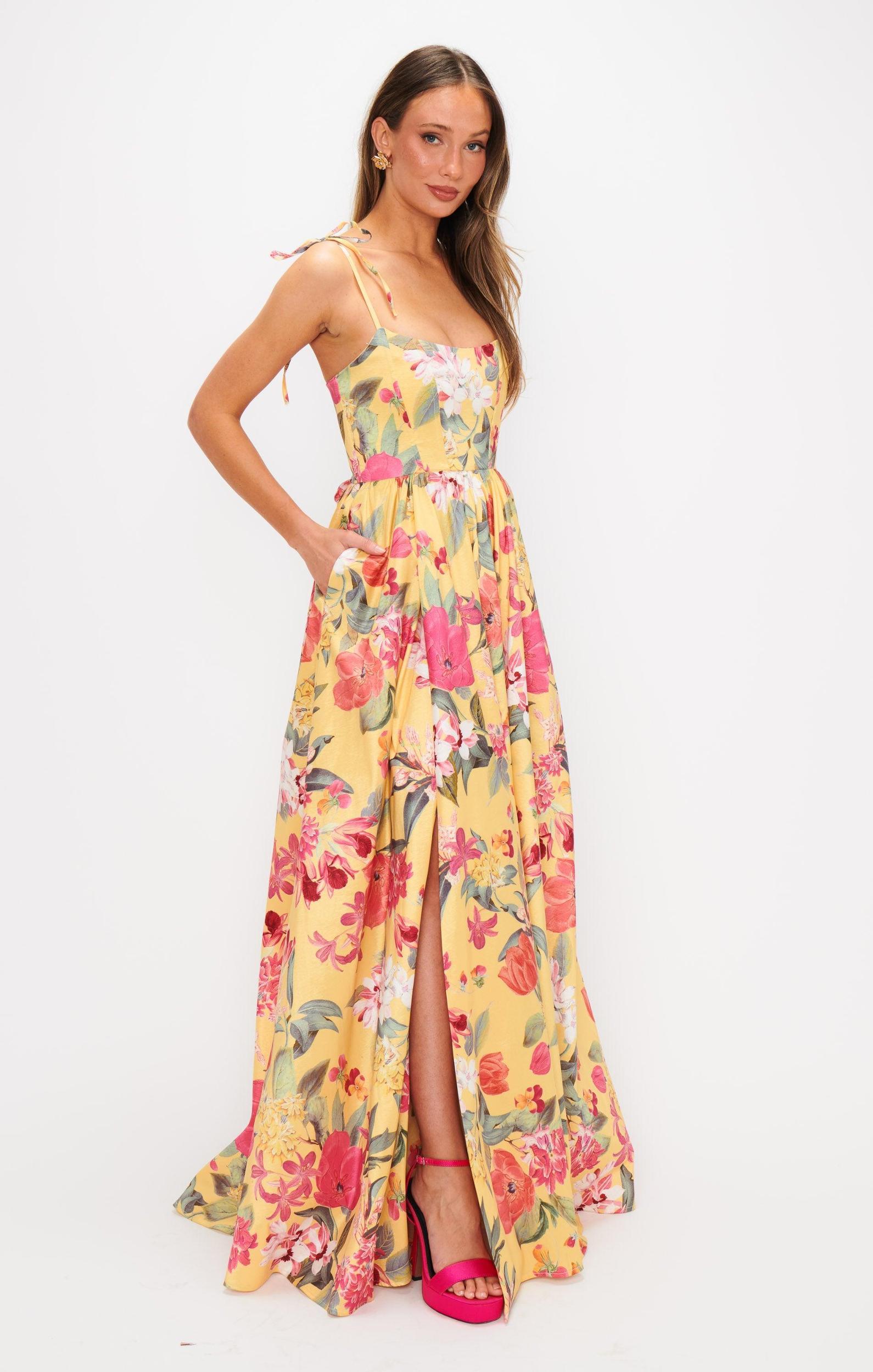 Juliet Maxi Dress ~ Mimosa Floral Taffeta Product Image