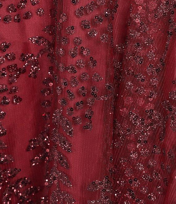 Blondie Nites Glitter Illusion Lace Corset Lace-Up Back Fit-And-Flare Dress Product Image