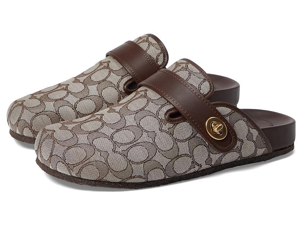 COACH Mens Signature Logo Jacquard and Leather Clogs Product Image