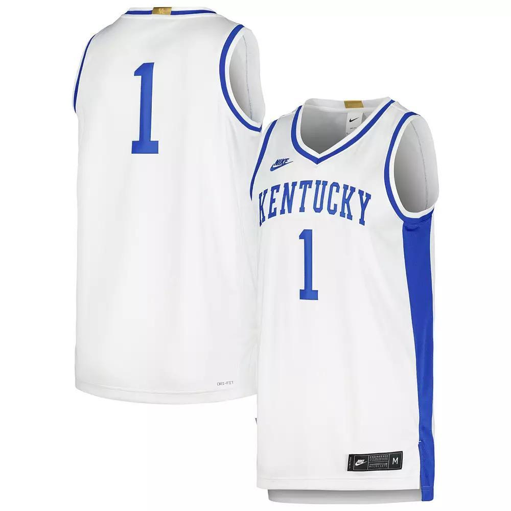 Men's Nike White #1 Kentucky Wildcats Limited Retro Jersey, Size: Small Product Image