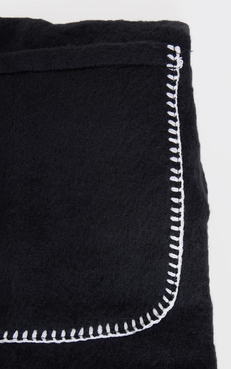 Black Pocket Stitch Detail Tassel Scarf Product Image