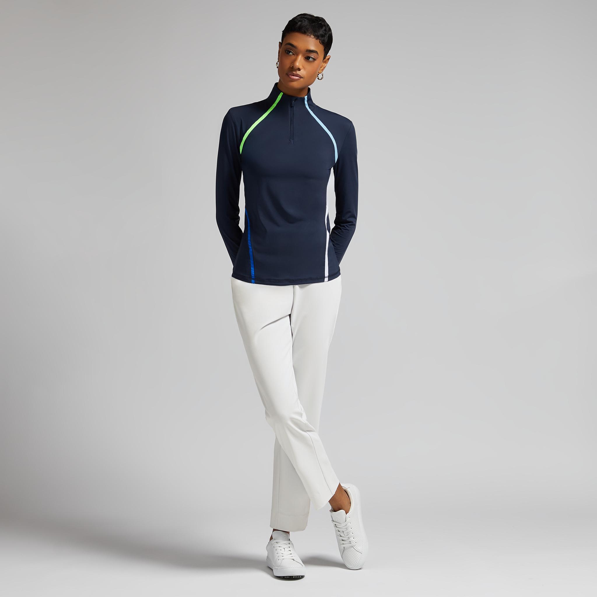 COLOUR BLOCK SILKY TECH QUARTER ZIP PULLOVER Product Image