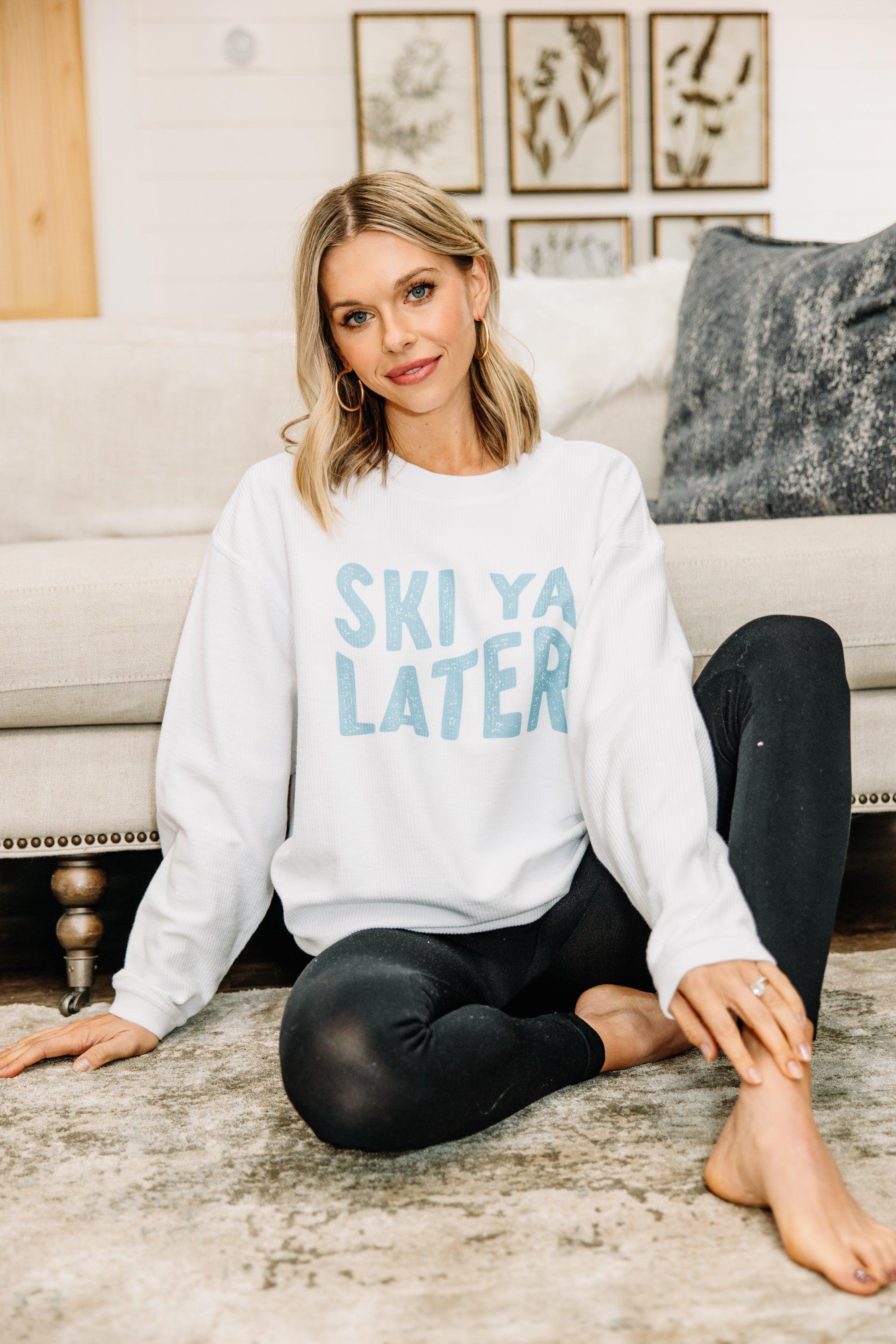 Ski Ya Later White Corded Graphic Sweatshirt Female Product Image