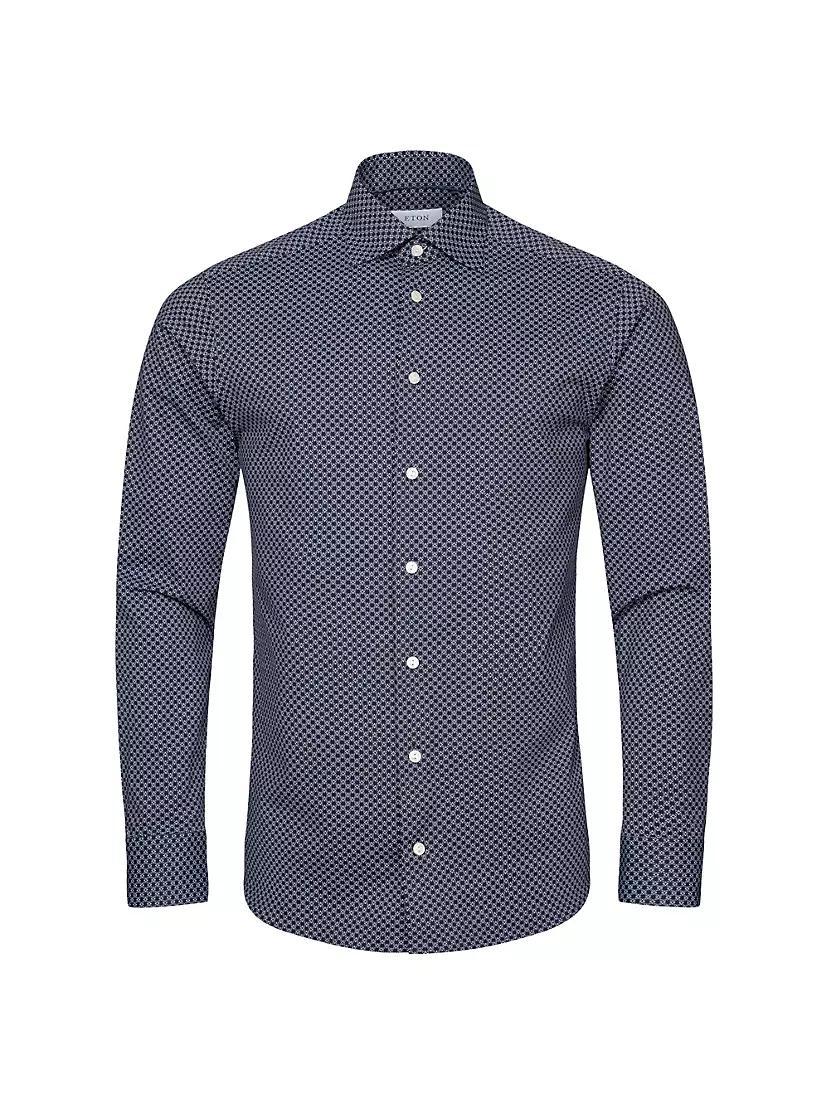 Slim-Fit Micro Print Four-Way Stretch Shirt Product Image