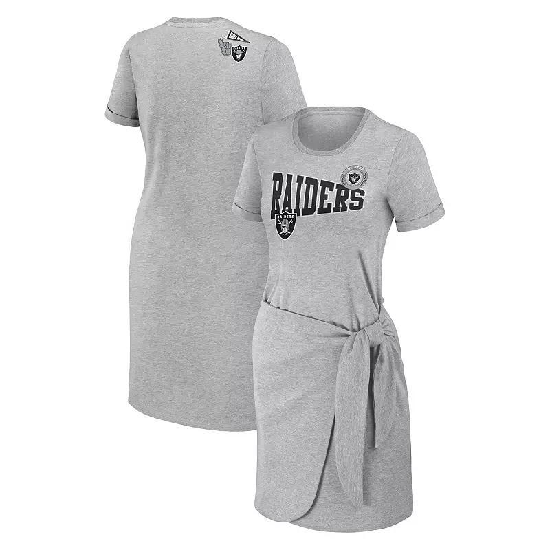 Women's WEAR by Erin Andrews Heather Gray Las Vegas Raiders  Knotted T-Shirt Dress, Size: XL, Lvr Grey Product Image