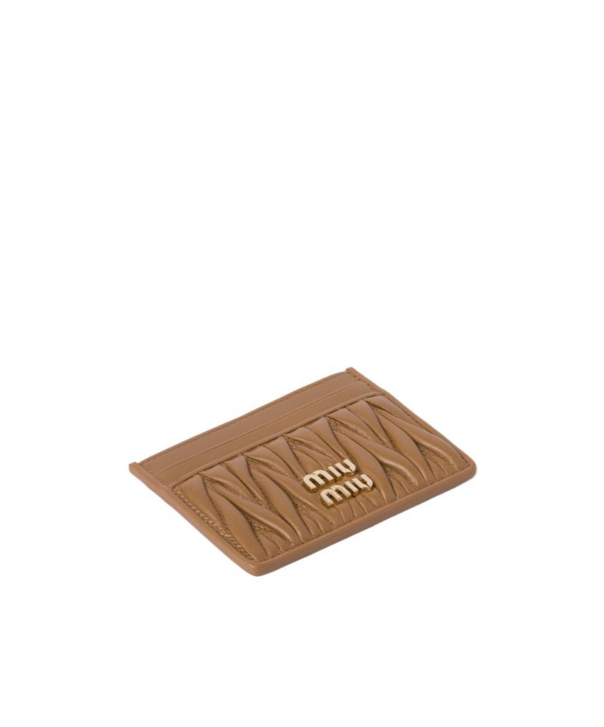 MIU MIU Card Holder In Quilted Nappa In Nude & Neutrals Product Image