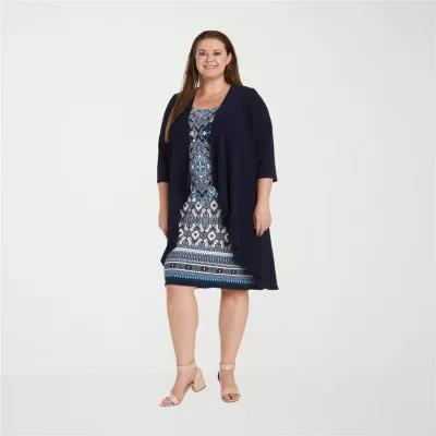 R & M Richards Womens Jacket Dress With Removable Necklace Plus Product Image