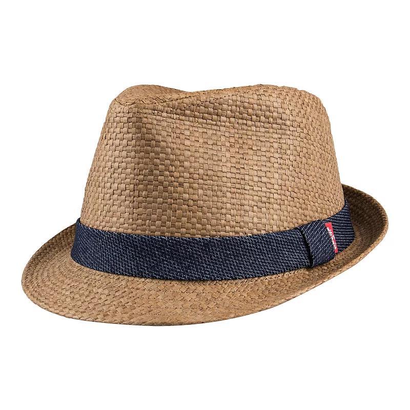 Mens Levis Signature Red Tab Denim Straw Fedora Hat Blue Product Image