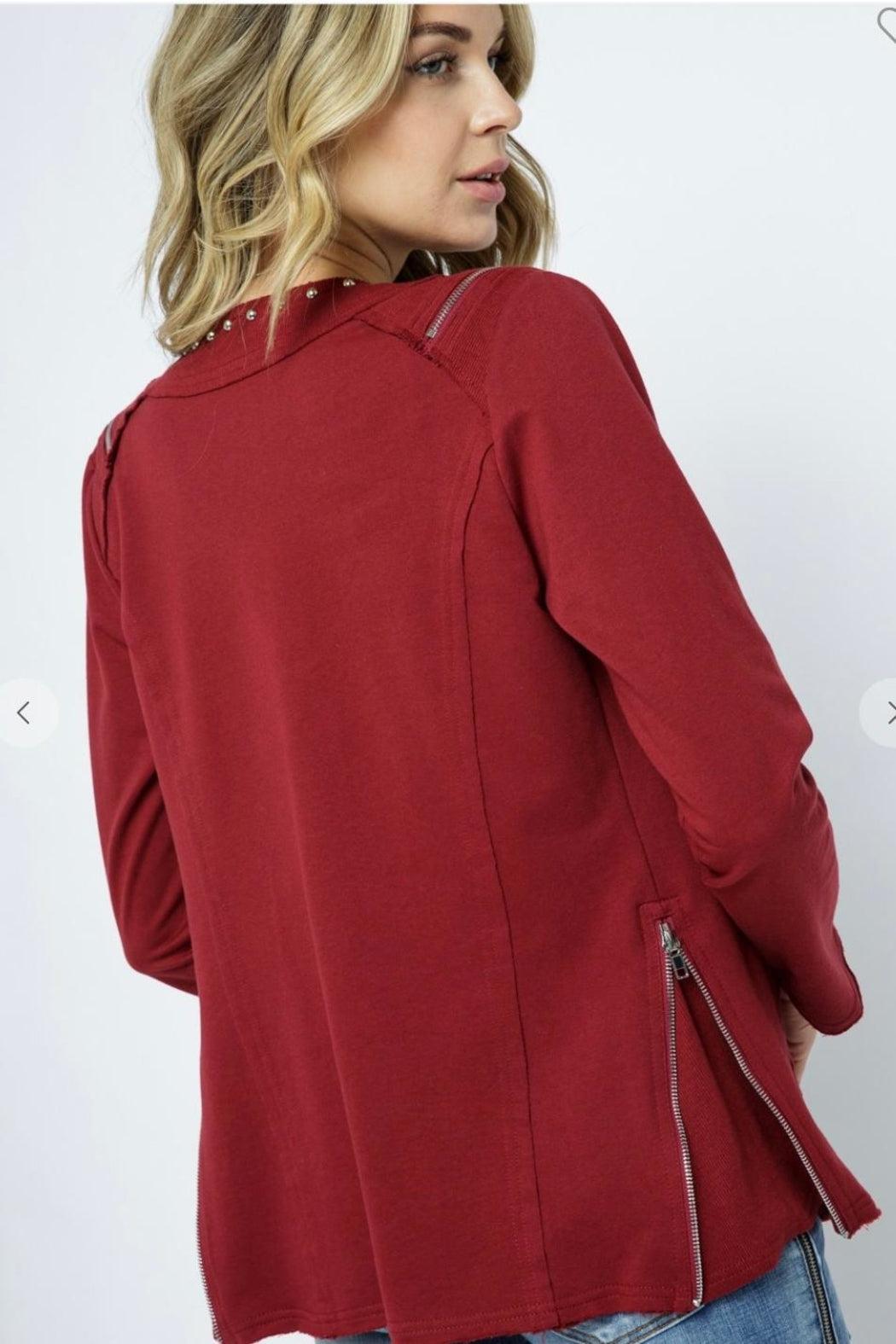 Jacket, Studded Burgundy Product Image