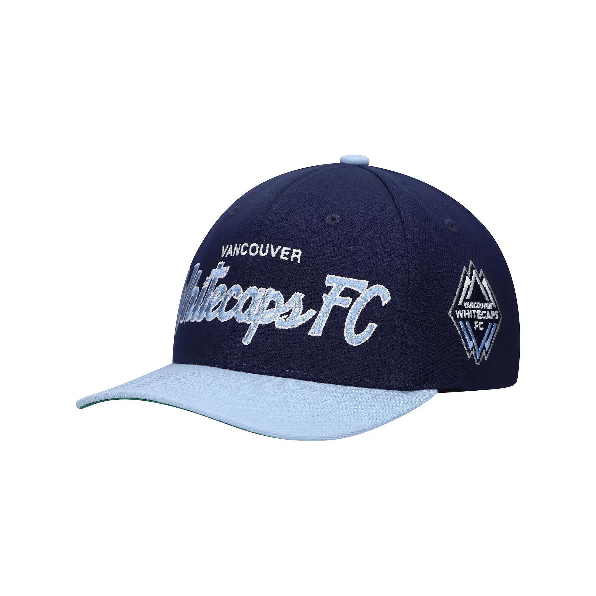 Men's Mitchell & Ness Deep Sea Blue Vancouver Whitecaps FC Team Script 2.0 Stretch Snapback Hat, Vwc Blue Product Image