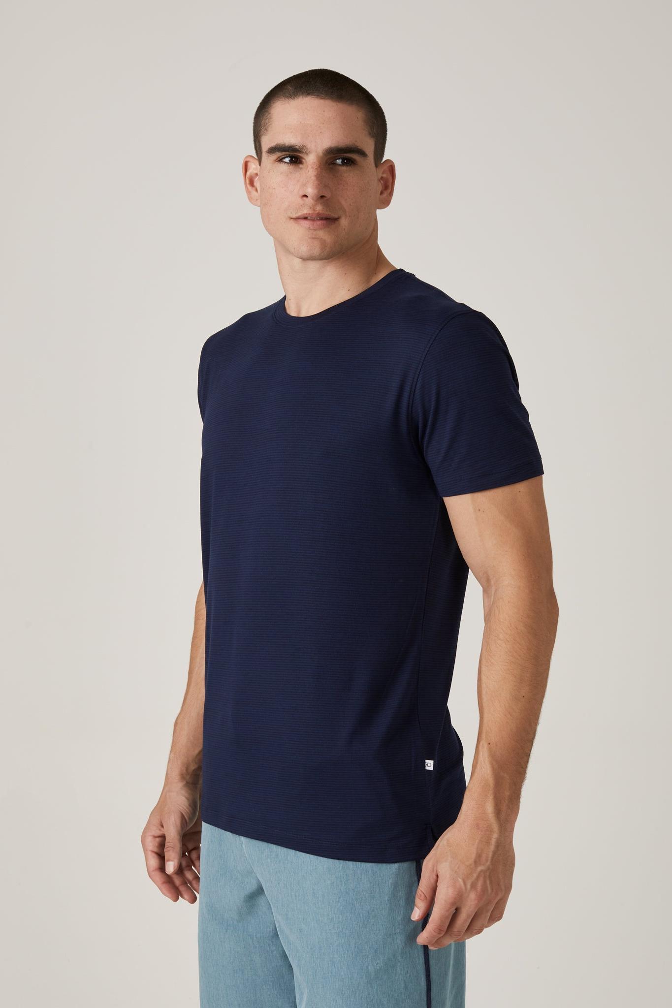 Core Striped Crew Neck Tee- Navy Product Image