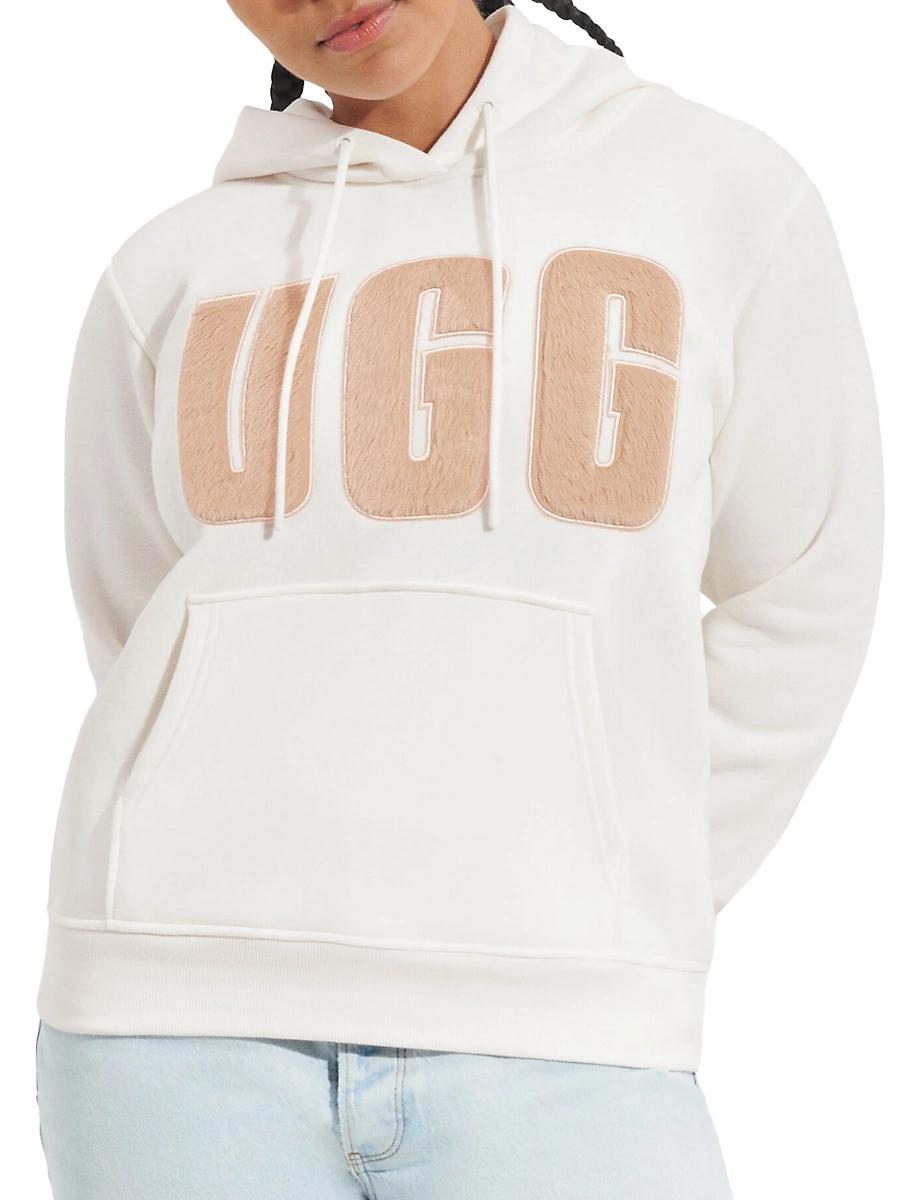 Womens Rey Fuzzy Logo Cotton-Blend Hoodie Product Image