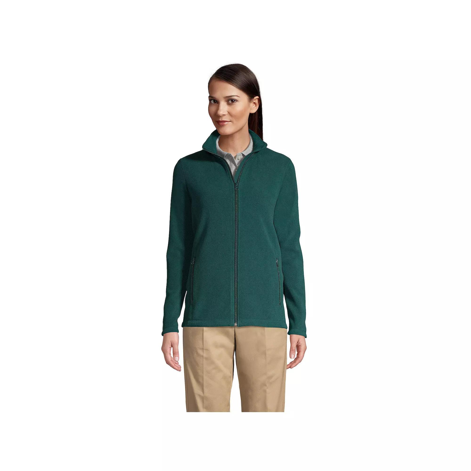 Women's Lands' End Full-Zip Long Sleeve Fleece Jacket, Size: Small, Green Product Image