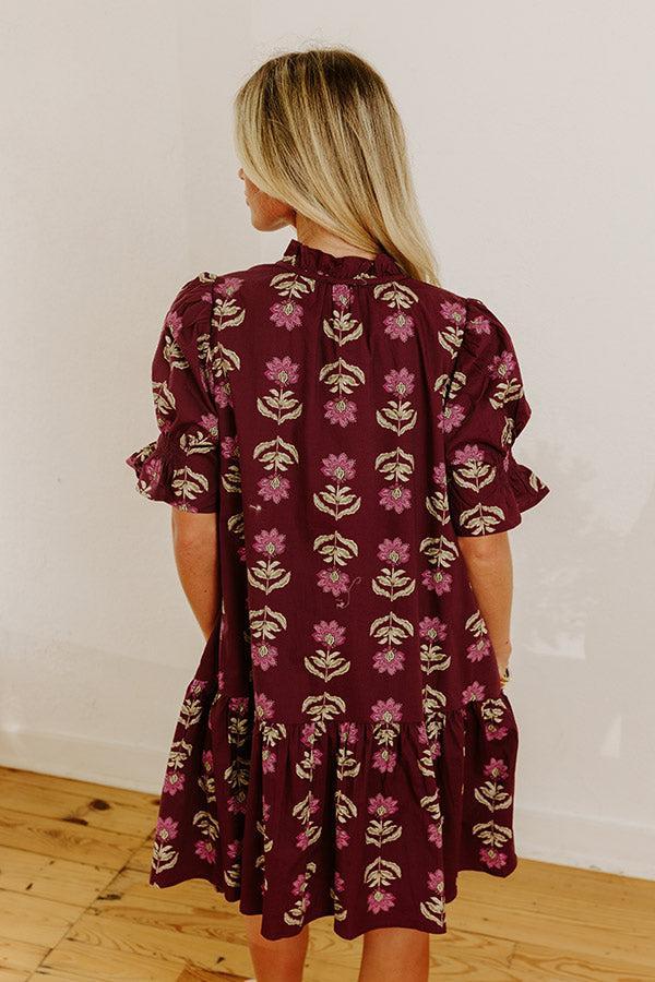 Bordeaux Sipping Floral Mini Dress Product Image