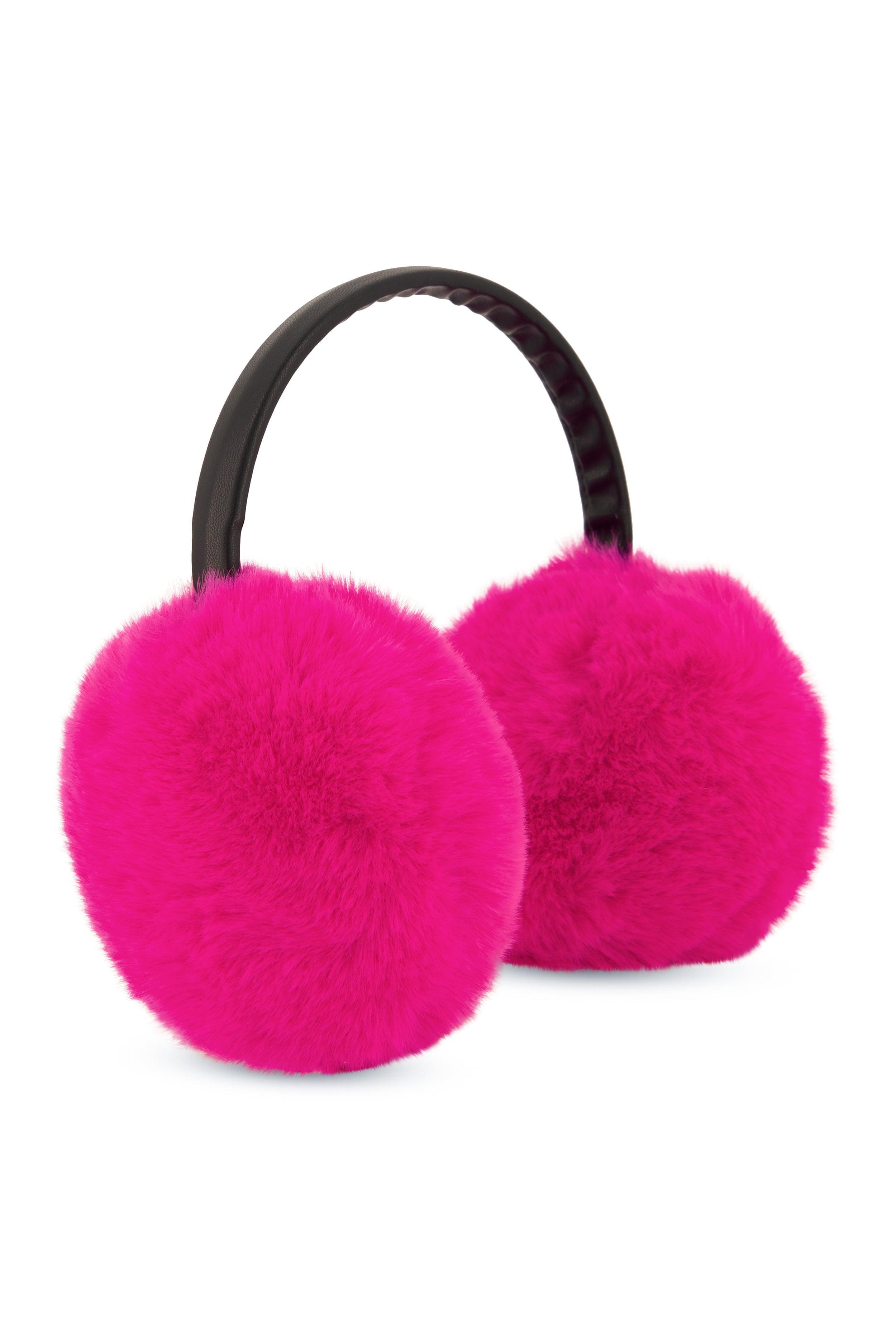 Womens Faux Leather Band Faux Fur Earmuffs Product Image