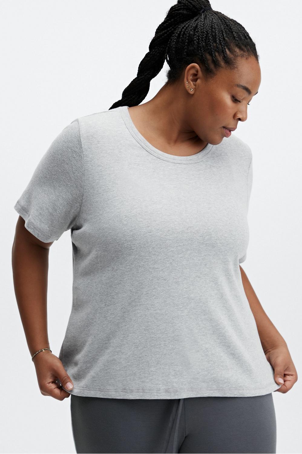 Fabletics Tinsley Short-Sleeve Tee Womens Light Grey Heather Size XXS Product Image