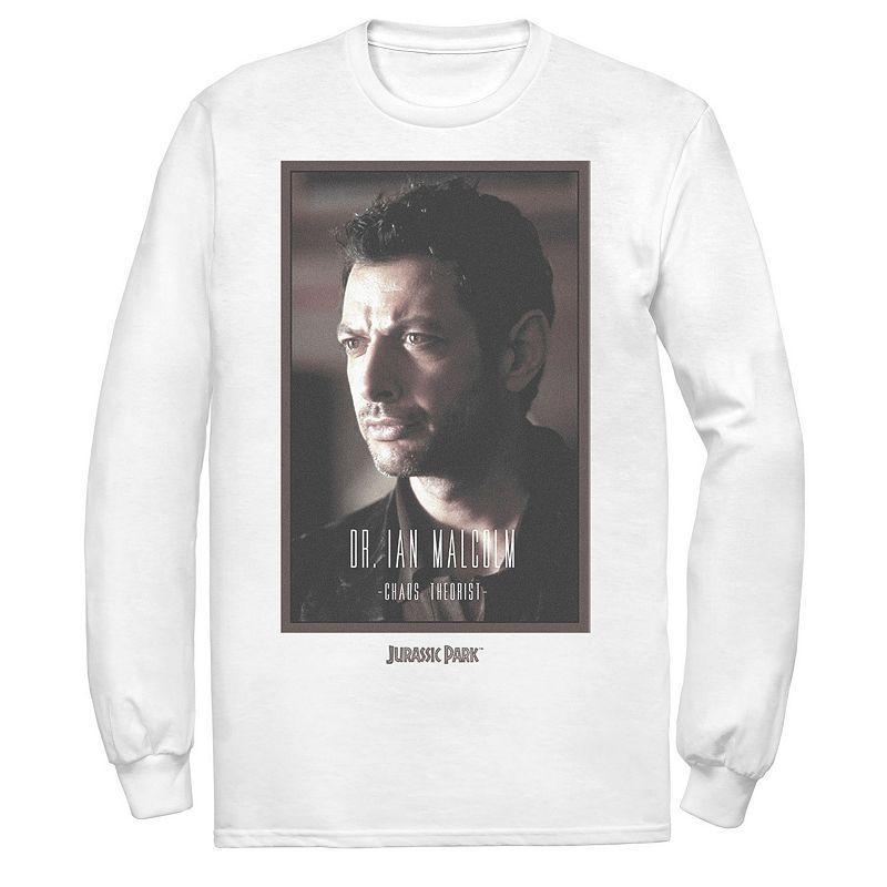 Mens Jurassic Park Dr. Ian Malcolm Chaos Theorist Long Sleeve Tee Athletic Grey Product Image